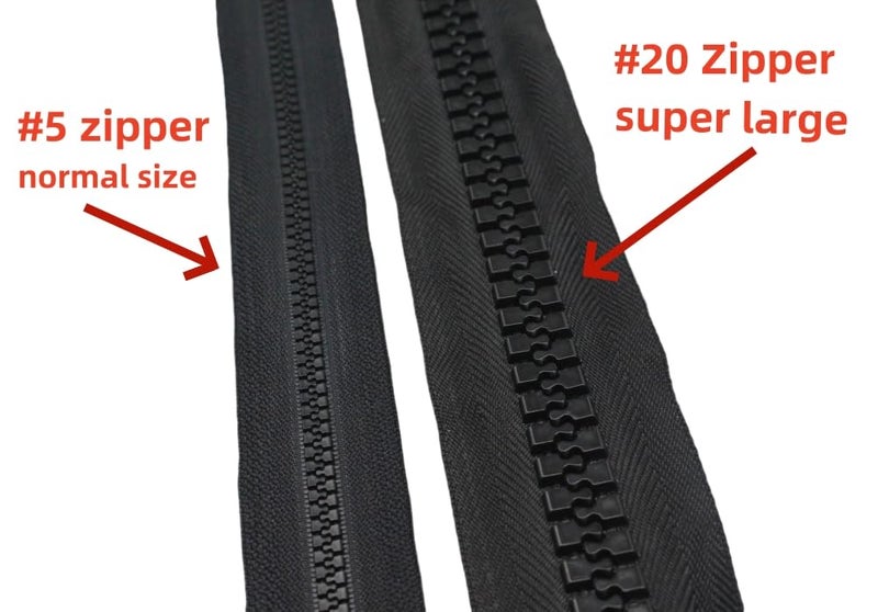 YaHoGa #20 Super Large Plastic Zipper Heavy Duty Zippers by The Yard Bulk 2 Yards + 5pcs Sliders for DIY Sewing Tailor Crafts Bags Tents Boat Cover Canvas (Black 2 Yards) - Image 4